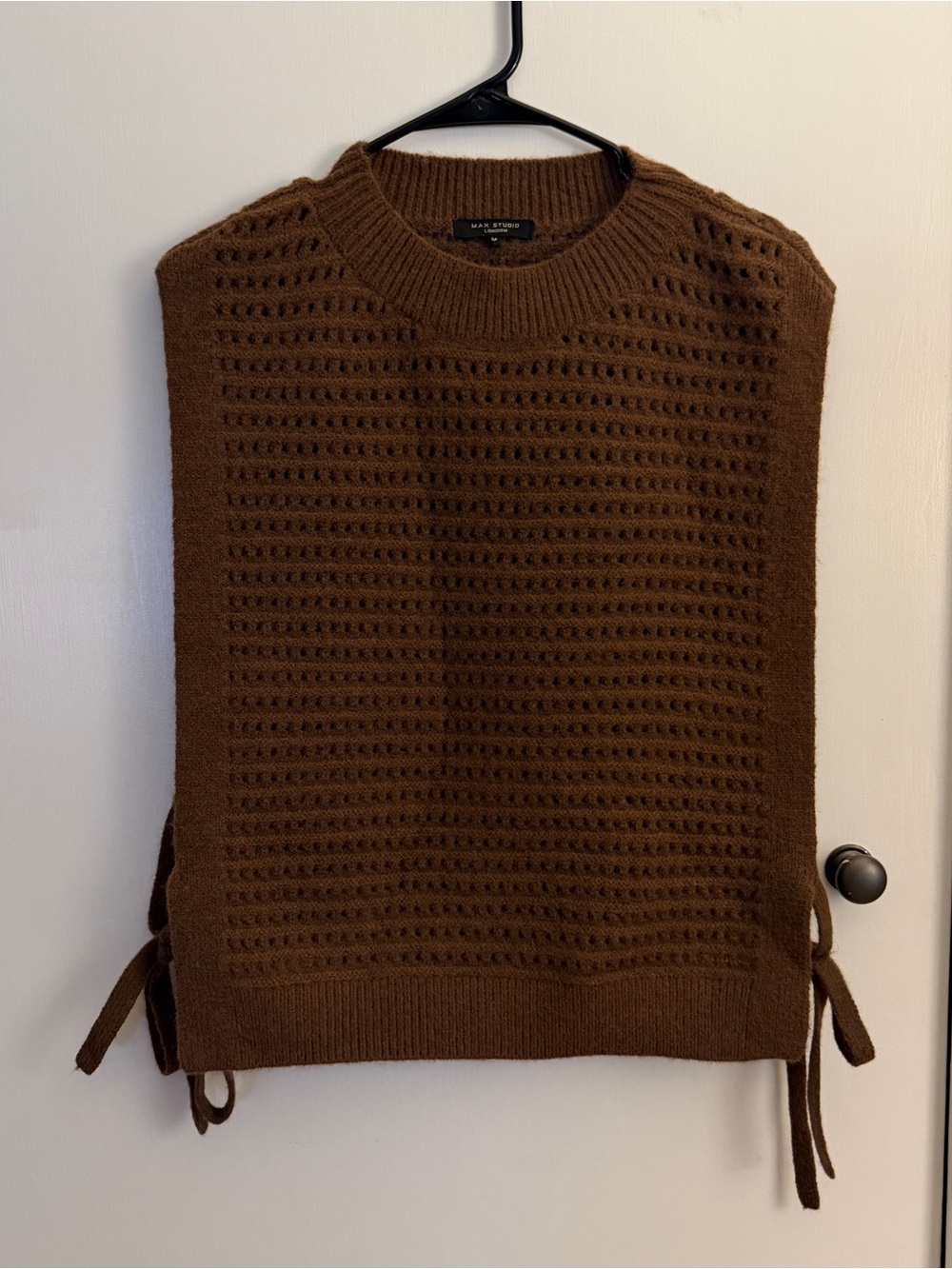 MAX Studio Brown Knit Side-Tie Sweater Vest Medium